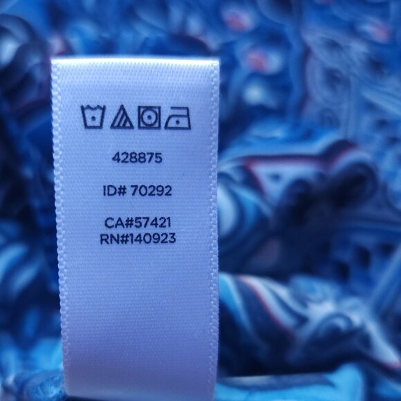 Ann Taylor LOFT Blue Pink Baroque Geometric Print Tie Waist Shift Dress X‎ Small - Picture 8 of 8